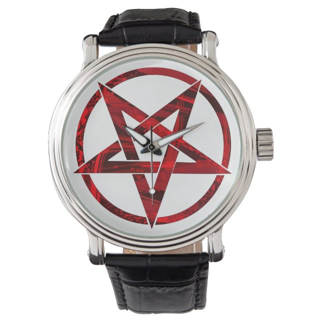 Röd Djävul Pentagram Armbandsur (Framsida)