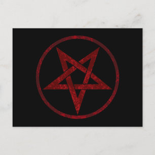 Röd Djävul Pentagram Meddelande Vykort