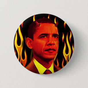Röd djävulen Barack Obama Anti-Kristus Knapp