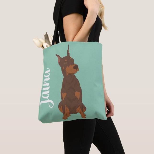 Röd Dobermann Pinscher Tygkasse (Närbild)