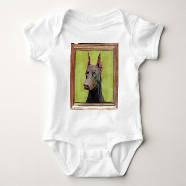 Röd DobermanPinschermålning Tee Shirt (Framsida)