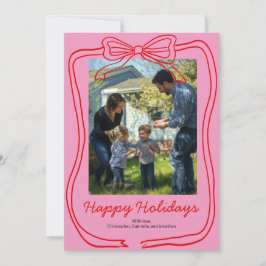 Röd Doodle bågram Rosa Anpassad Foto Julkort