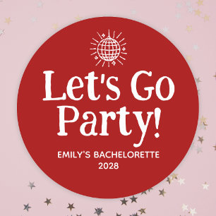 Röd Doodle Disco Boll Sängkammarparty Runt Klistermärke