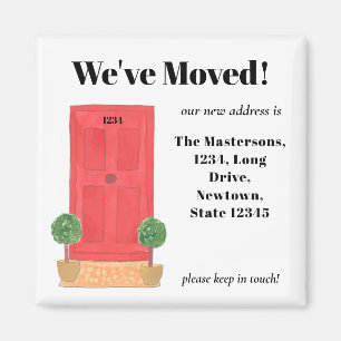 Röd dörr-Vi har flyttat Magnet