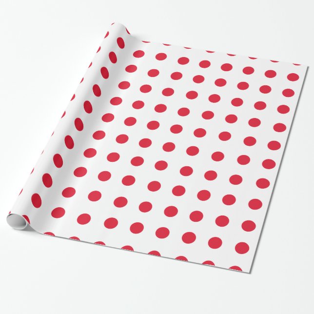röd dotty mönster presentpapper (Utrullad)