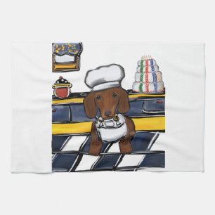 Röd Doxie Chef Kökshandduk