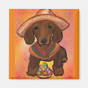 Röd Doxie Magnet