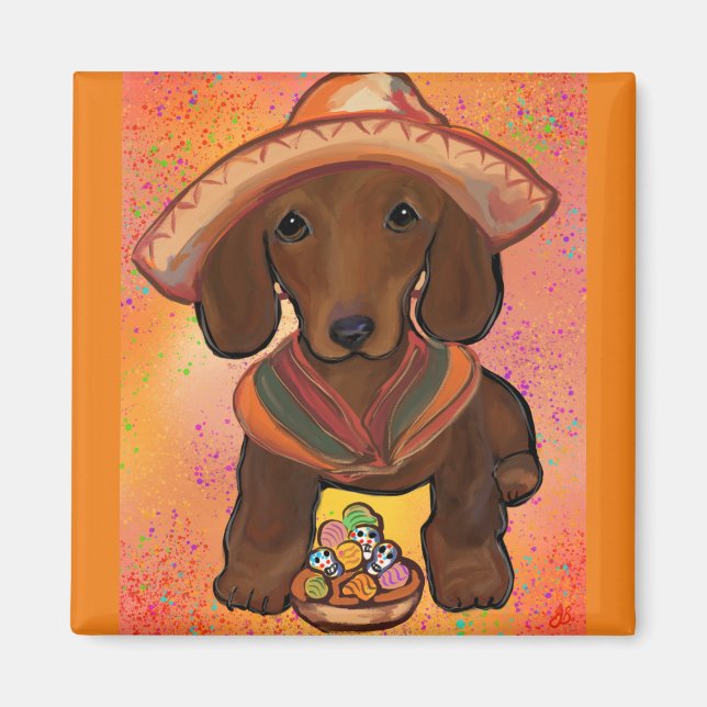 Röd Doxie Magnet (Framsidan)