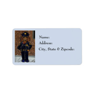Röd Doxie Officer Adressetikett