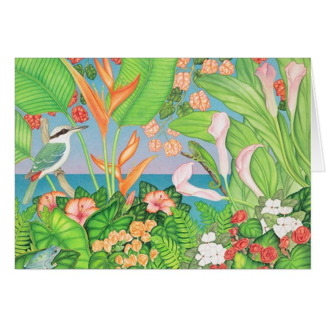 Röd-dragen tillbaka Kingfisher, groda & ödla Hälsningskort (Framsidan Horizontal)