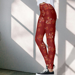 Röd dragon Kinesisk nyårssymbol 福 Leggings