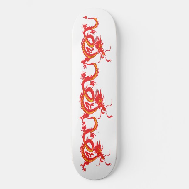 Röd dragon/kinesiskt nyår skateboard bräda 19,5 cm (Framsida)