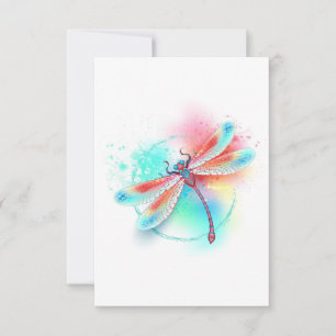 Röd dragonfly på vattenfärgsbakgrund inbjudningar
