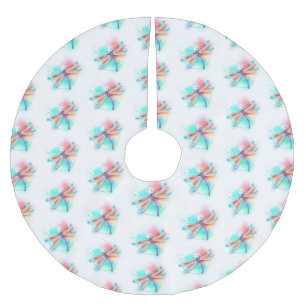 Röd dragonfly på vattenfärgsbakgrund julgransmatta borstad polyester
