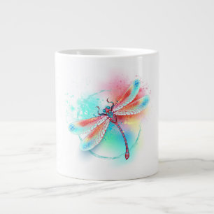 Röd dragonfly på vattenfärgsbakgrund jumbo mugg