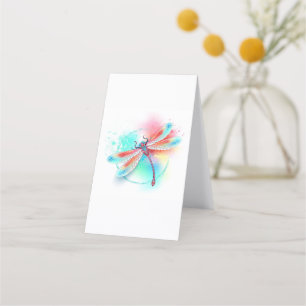 Röd dragonfly på vattenfärgsbakgrund lojalitetskort
