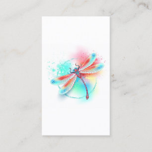 Röd dragonfly på vattenfärgsbakgrund lojalitetskort