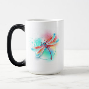 Röd dragonfly på vattenfärgsbakgrund magisk mugg