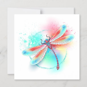 Röd dragonfly på vattenfärgsbakgrund magnetisk inbjudningskort