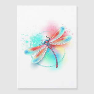 Röd dragonfly på vattenfärgsbakgrund magnetisk inbjudningskort
