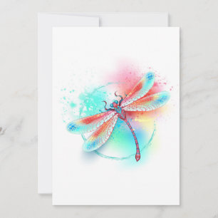 Röd dragonfly på vattenfärgsbakgrund meddelande