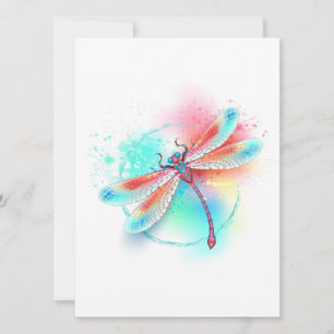 Röd dragonfly på vattenfärgsbakgrund meddelande