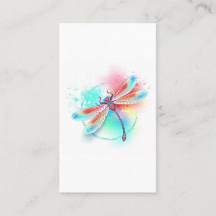 Röd dragonfly på vattenfärgsbakgrund placeringskort