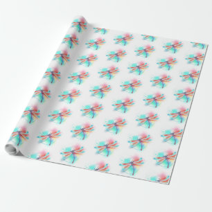 Röd dragonfly på vattenfärgsbakgrund presentpapper