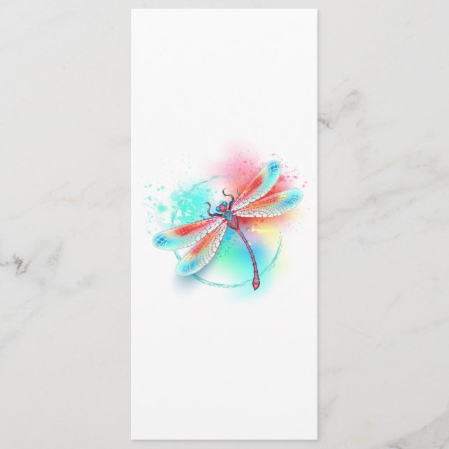 Röd dragonfly på vattenfärgsbakgrund program (Framsida)