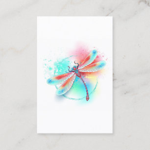 Röd dragonfly på vattenfärgsbakgrund rabattkort