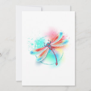 Röd dragonfly på vattenfärgsbakgrund spara datumet