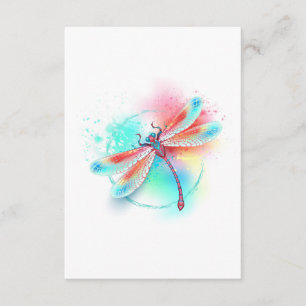 Röd dragonfly på vattenfärgsbakgrund tilläggskort