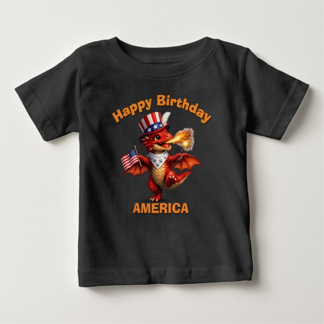 Röd Drak (6e) Patriotisk Barn T-Shirt (Framsida)