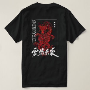 Röd Drak Japansk Streetwear Grafisk T-Shirt