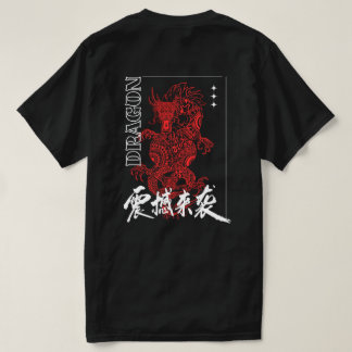 Röd Drak Japansk Streetwear Grafisk T-Shirt