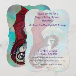 Röd drake för Unicornbaby showerinbjudan Inbjudningar