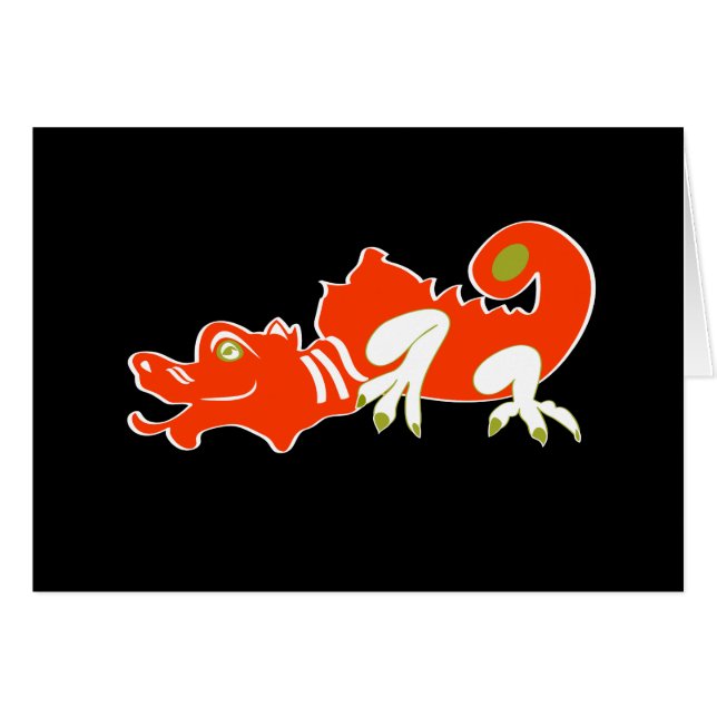 Röd drake hälsningskort (Framsidan Horizontal)