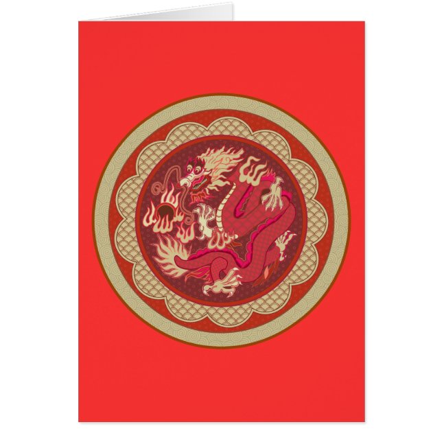 Röd drake hälsningskort (Framsidan)