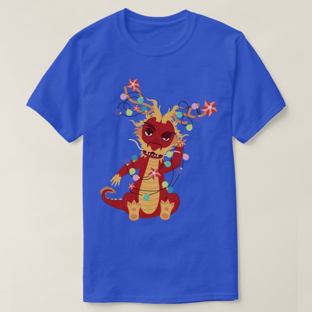Röd drake med trädgård t shirt (Design framsida)