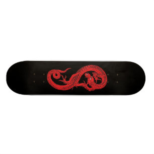 Röd drake på svart old school skateboard bräda 18 cm
