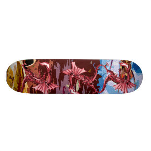 Röd drakefantasi old school skateboard bräda 21,6 cm