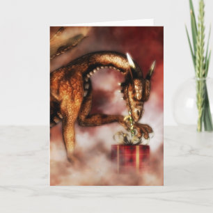 Röd drakejul helgkort