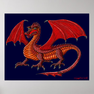 Röd drakekonstaffisch poster