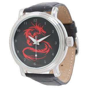 Röd Drakklocka Armbandsur