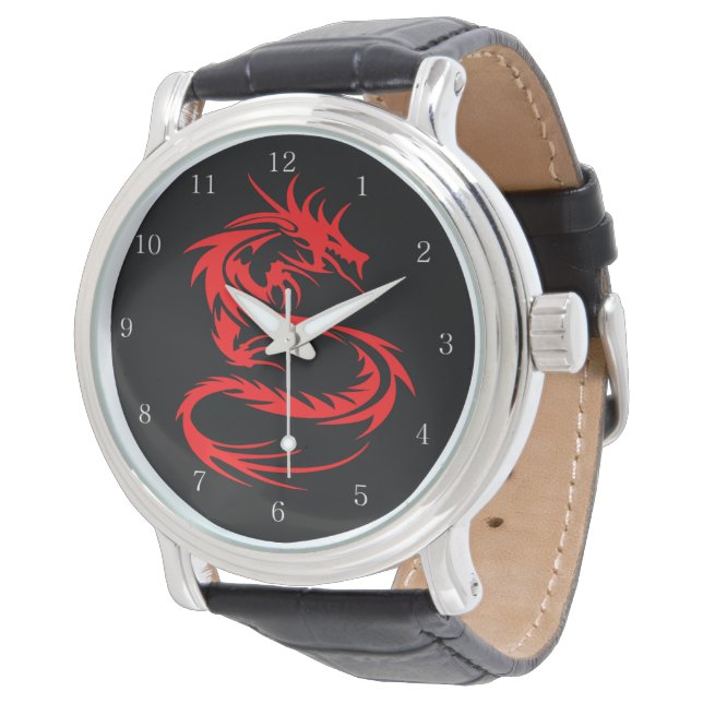 Röd Drakklocka Armbandsur (Vinklad)