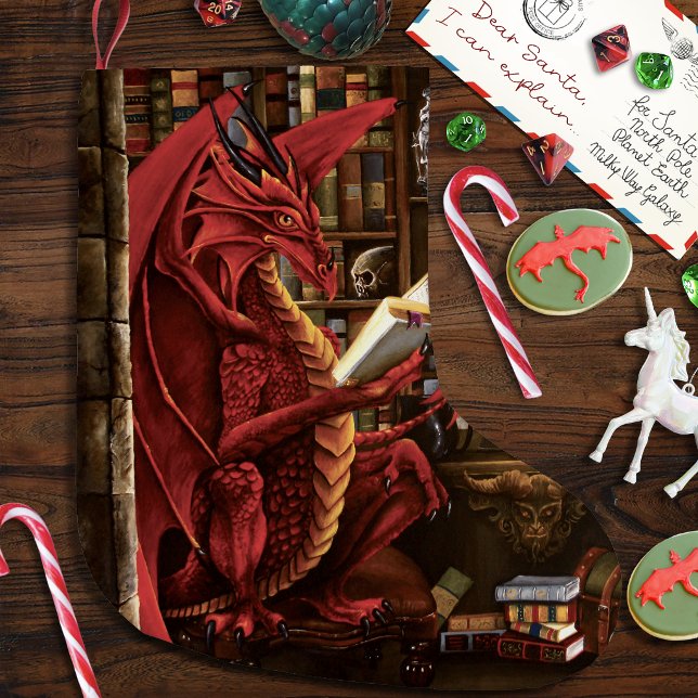 Röd Drakpodcast Fantasy Stor Julstrumpa (Skapare uppladdad)