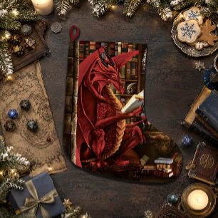 Röd Drakpodcast Fantasy Stor Julstrumpa
