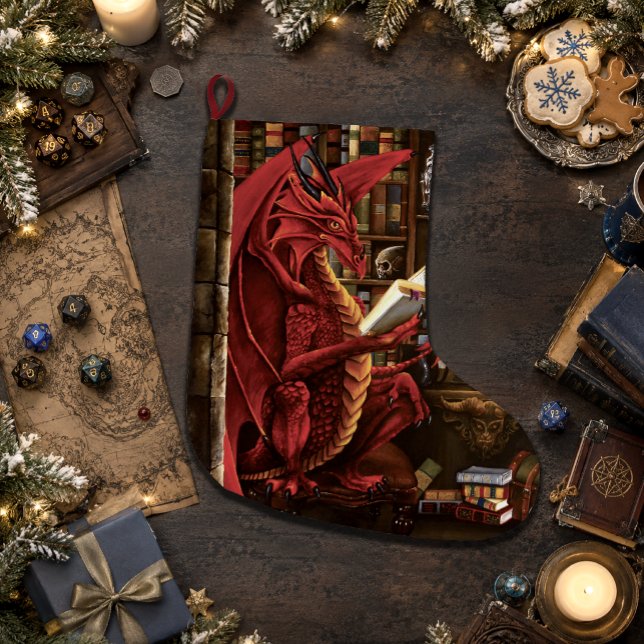 Röd Drakpodcast Fantasy Stor Julstrumpa (Skapare uppladdad)