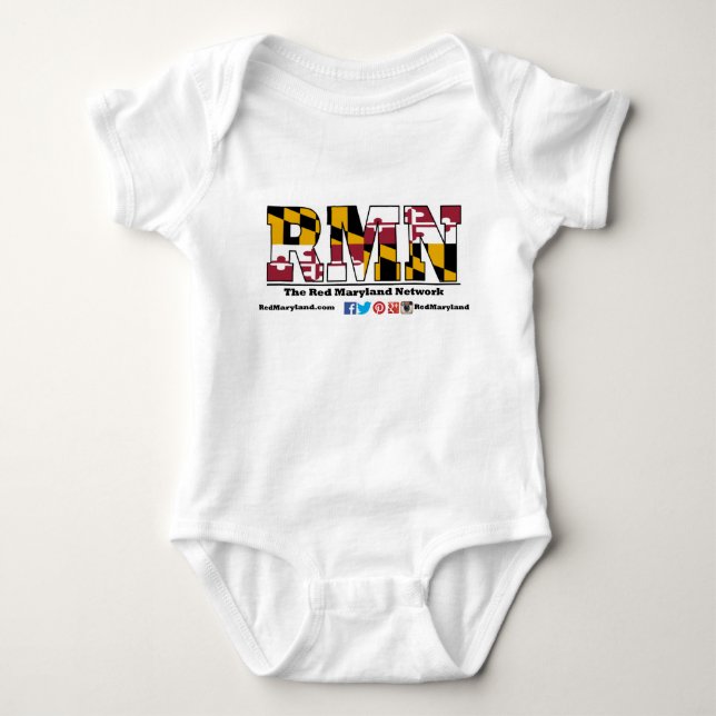 Röd dräkt för Maryland logotypbebis Tee (Framsida)