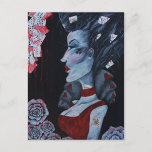 Röd drottning Original Art Wonderland Postcard Vykort